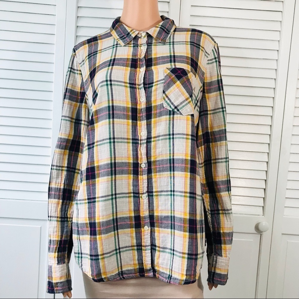 2/$25 MERONA White Plaid Button Down Shirt Size XXL